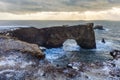 Iceland dyrholaey rock arch, winter in Iceland, dyrholaey arch in winter