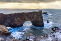 Iceland dyrholaey rock arch, winter in Iceland, dyrholaey arch in winter