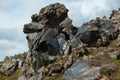 Obsidian rocks on Laugar-loop trail in Landmannalaugar,Iceland,Europe Royalty Free Stock Photo