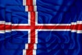 Iceland flag on background texture. Three flags are superimposed on each other. The concept of design solutions. 3D-rendering