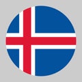 Iceland flag, circle frame, round icon