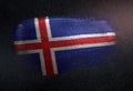 Iceland Flag Made of Metallic Brush Paint on Grunge Dark Wall