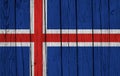 Iceland Flag Over Wood Planks