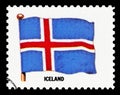 ICELAND FLAG - Postage Stamp isolated on black