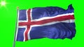 Iceland flag seamless looping 3D rendering video. Beautiful textile cloth fabric loop waving