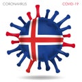 Iceland flag in virus shape