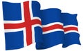 Iceland Flag Waving Vector Illustration