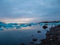 Iceland - Glacier lagoon with drifting icebergs Royalty Free Stock Photo