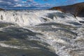 Iceland, Gullfoss waterfall. Captivating scene with rainbow of Gullfoss waterfall that is most powerful waterfall in Iceland and E Royalty Free Stock Photo