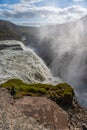 Iceland, Gullfoss waterfall. Captivating scene with rainbow of Gullfoss waterfall that is most powerful waterfall in Iceland and E Royalty Free Stock Photo