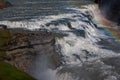 Iceland, Gullfoss waterfall. Captivating scene with rainbow of Gullfoss waterfall that is most powerful waterfall in Iceland and E Royalty Free Stock Photo