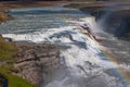 Iceland, Gullfoss waterfall. Captivating scene with rainbow of Gullfoss waterfall that is most powerful waterfall in Iceland and E Royalty Free Stock Photo