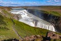 Iceland, Gullfoss waterfall. Captivating scene with rainbow of Gullfoss waterfall that is most powerful waterfall in Iceland and E Royalty Free Stock Photo