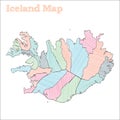 Iceland hand-drawn map.