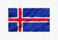 Iceland hand painted waving national flag.