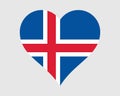 Iceland Heart Flag. Icelandic Love Shape Country Nation National Flag. Icelander Banner Icon Sign Symbol. EPS Vector Illustration