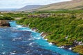 Iceland, Hraunfossar waterfalls in a beautiful summer day