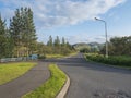 Iceland, Hveragerdi, August 5, 2019: Main road Reykjadalur valley with hot springs at green city Hveragerdi close to Iceland