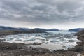 Iceland Ice and Lake. Mountain in Background. Hoffel Place Royalty Free Stock Photo