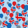Iceland Independence Day Seamless Pattern. Flying Flat Balloons In National Colors of Iceland.