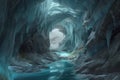 Iceland inside glacial cave. Generate Ai Royalty Free Stock Photo