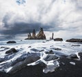 Iceland, Jokulsarlon lagoon, Beautiful cold landscape picture of icelandic glacier lagoon bay, The Rock Troll Toes Royalty Free Stock Photo