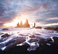 Iceland, Jokulsarlon lagoon, Beautiful cold landscape picture of icelandic glacier lagoon bay, The Rock Troll Toes Royalty Free Stock Photo