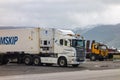 Scania R560 and 93 / 113 Swedish trucks parked in Iceland