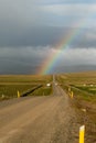 Iceland, 2008, June, Rainbow over a dirt road in Iceland