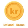 Iceland Krona Coin Isolated Vector icon which can easily modify or edit