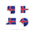 Iceland Label Flags Vector Template Design