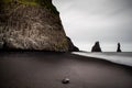 Iceland landscape black sand beach, Vik