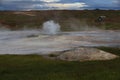 Iceland landscape Hveravellir geothermal area, area of fumaroles, and multicoloured hot pools, Iceland