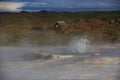 Iceland landscape Hveravellir geothermal area, area of fumaroles, and multicoloured hot pools, Iceland