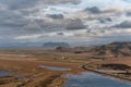 Iceland Landscape with Mountain, Cloudy Sky and Empty Road. Royalty Free Stock Photo