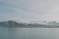 Iceland landscape photography.Snowy mountains in the background. Picture shot close to Reykjavik.