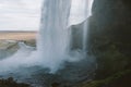 Iceland landscape photography. Traveling snowy mountains while passing wild horses and Vulcano Kerid with sunset to waterfalls