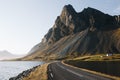 Iceland Landscape of Roads and Mountains Royalty Free Stock Photo