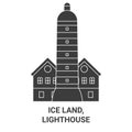 Iceland, Lighthouse travel landmark vector illustration