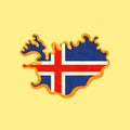 Iceland - Map colored with the flag Royalty Free Stock Photo