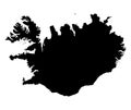 Iceland map silhouette.