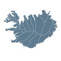 Iceland Map - Vector Solid Contour and State Regions