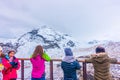 ICELAND - MARCH 15, 2017: Unidentified people at Beautiful famous waterfall in Iceland, winter season .