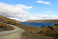 Iceland nature. View of the lake and the mountains in the background. Royalty Free Stock Photo