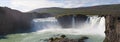 Iceland, Northern Europe, waterfall, Godafoss, black, stone, nature, green, landscape, summer, climate change, water Royalty Free Stock Photo