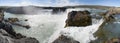 Iceland, Northern Europe, waterfall, Godafoss, black, stone, nature, green, landscape, summer, climate change, water Royalty Free Stock Photo