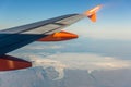 Iceland, Oct 15th 2017 - Easyjet airplane flying over the Iceland in a blue sky day.