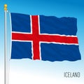 Iceland official national flag, north european country Royalty Free Stock Photo