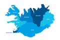 Iceland political map of administrative divisions