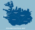 Iceland political map divide by state colorful outline simplicity style